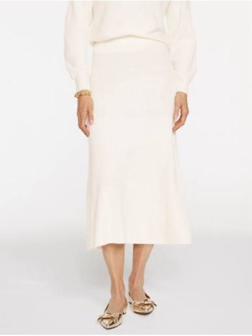 NWT Talbots Ribbed Fit & Flare Midi Skirt  in Ivory